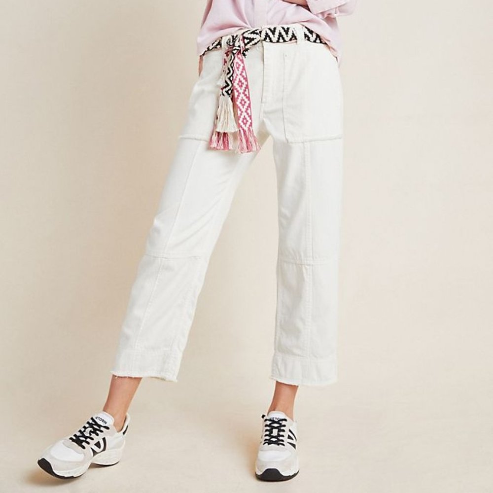 Anthropologie Relaxed Utility Pants Ivory